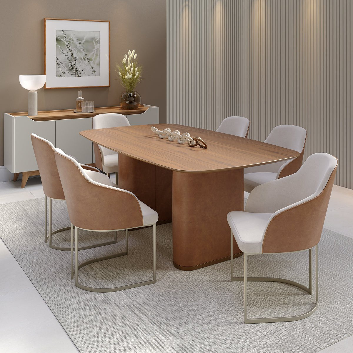 Mesa de Jantar Retangular para 6 Lugares Lintz 184cm Canella com