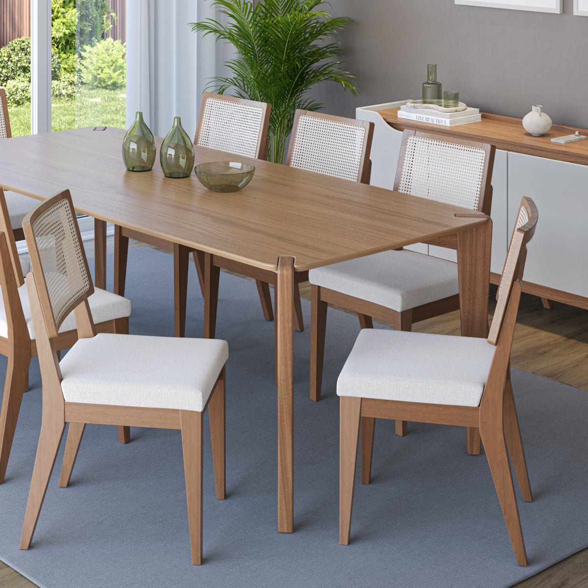 Mesa de Jantar Retangular para 8 Lugares Harmony 219cm Natural com Canella - Província - Mesa de jantar