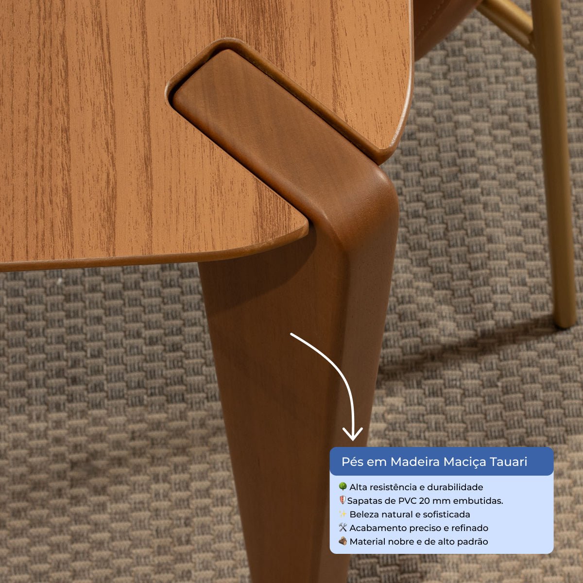 Mesa de Jantar Retangular para 8 Lugares Harmony 219cm Natural com Canella - Província - Mesa de jantar