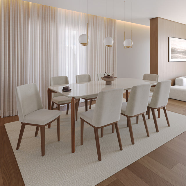 Mesa de Jantar Donatella para 8 lugares com vidro - Retangular 220cm