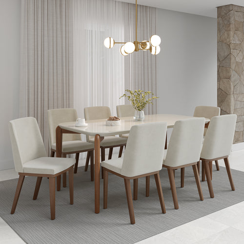 Mesa de Jantar Donatella para 6 lugares com vidro - Retangular 180cm