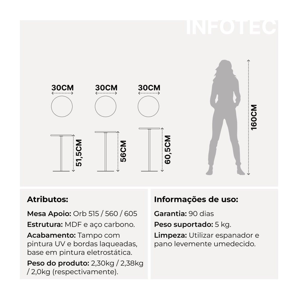 Mesa Lateral Orb 51 cm - Província - Mesas Laterais