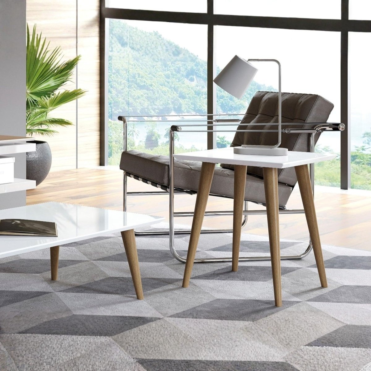 Mesa Lateral Quadrada 44cm Utopia Branco Gloss - Província - Mesa de centro