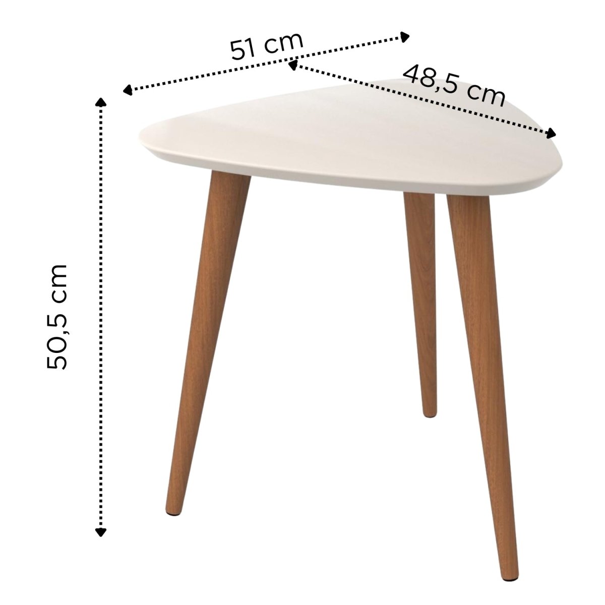 Mesa Lateral Triangular 51cm Utopia Off - White Gloss - Província - Mesa de centro