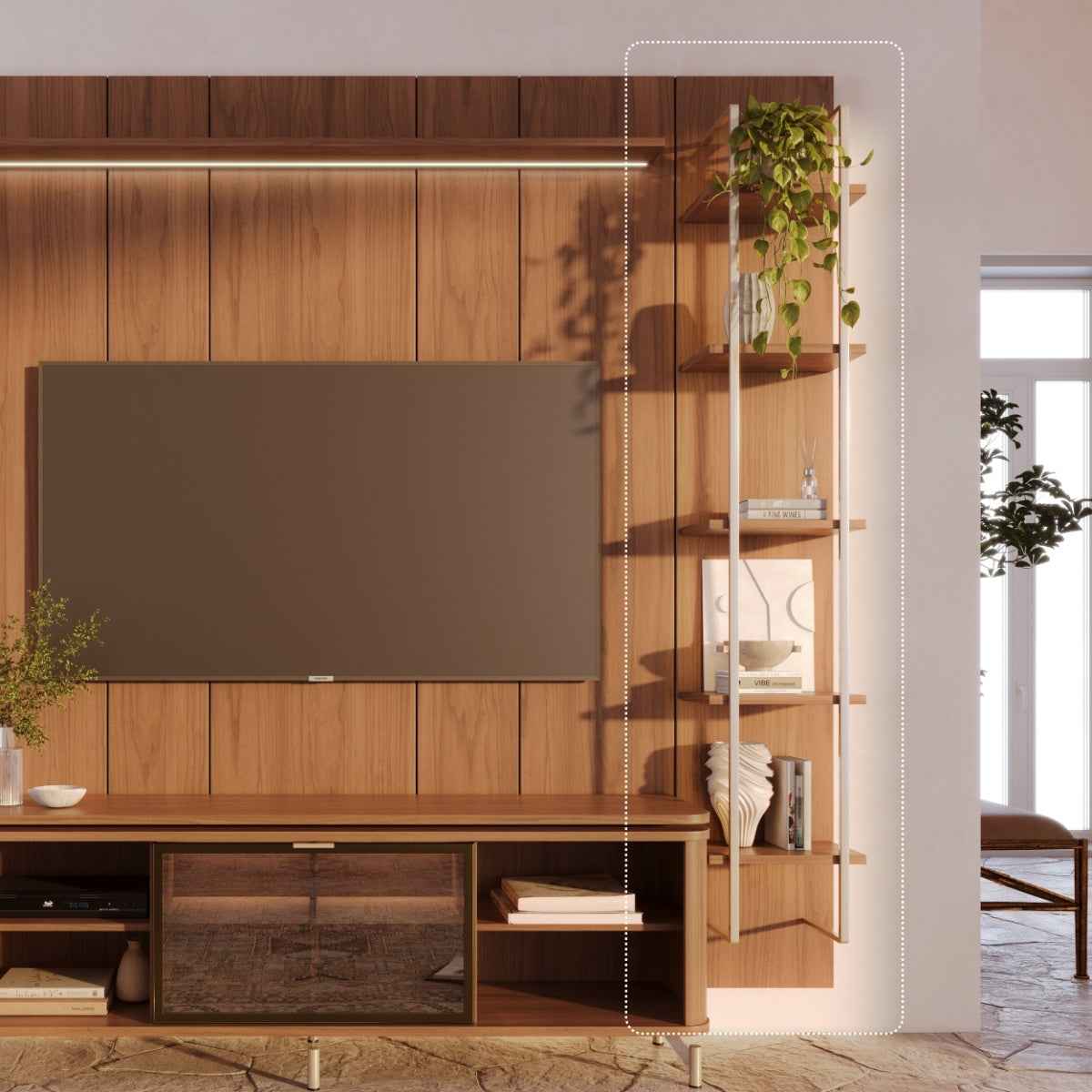 Módulo 5 Prateleiras com LED para Painel Neon Float - Província - Painel para TV
