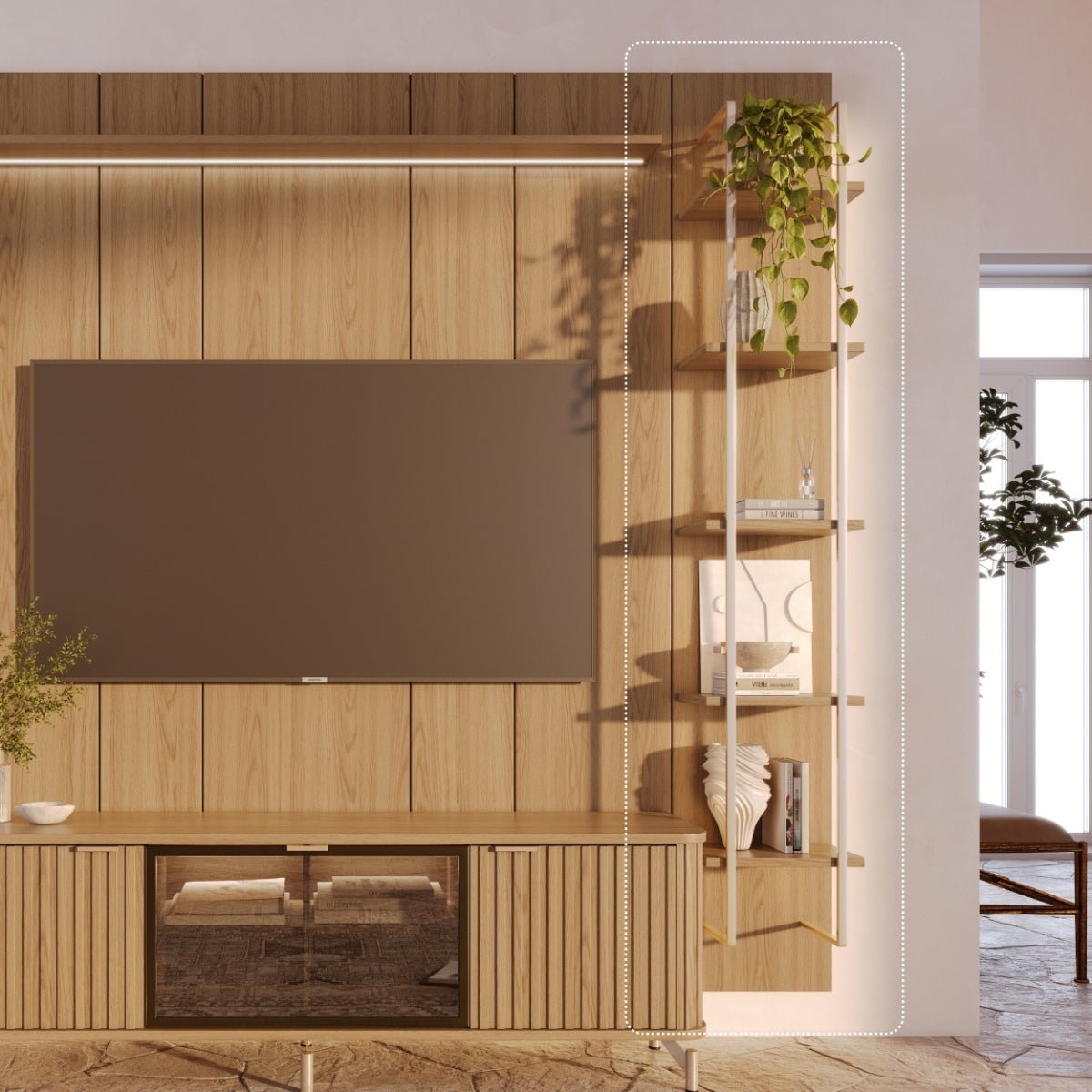 Módulo 5 Prateleiras com LED para Painel Neon Float - Província - Painel para TV