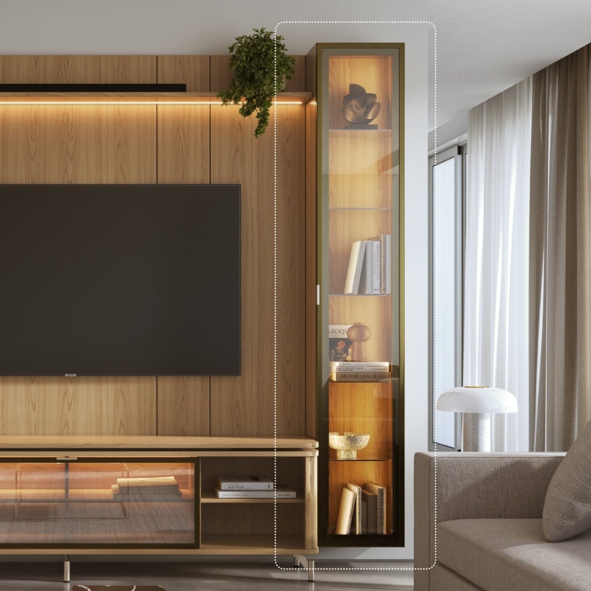 Módulo Cristaleira 1 Porta com Vidro Reflecta para Painel Neon Float - Província - Painel para TV