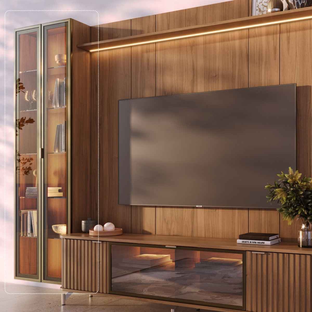 Módulo Cristaleira 2 Porta com Vidro Reflecta para Painel Neon Float - Província - Painel para TV