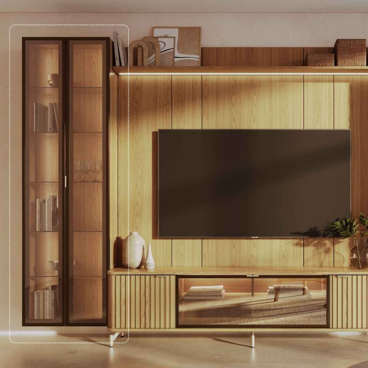 Módulo Cristaleira 2 Porta com Vidro Reflecta para Painel Neon Float - Província - Painel para TV