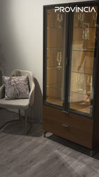 Cristaleira 2 Portas com Vidro Reflecta e Led 100% MDF Atria Canella