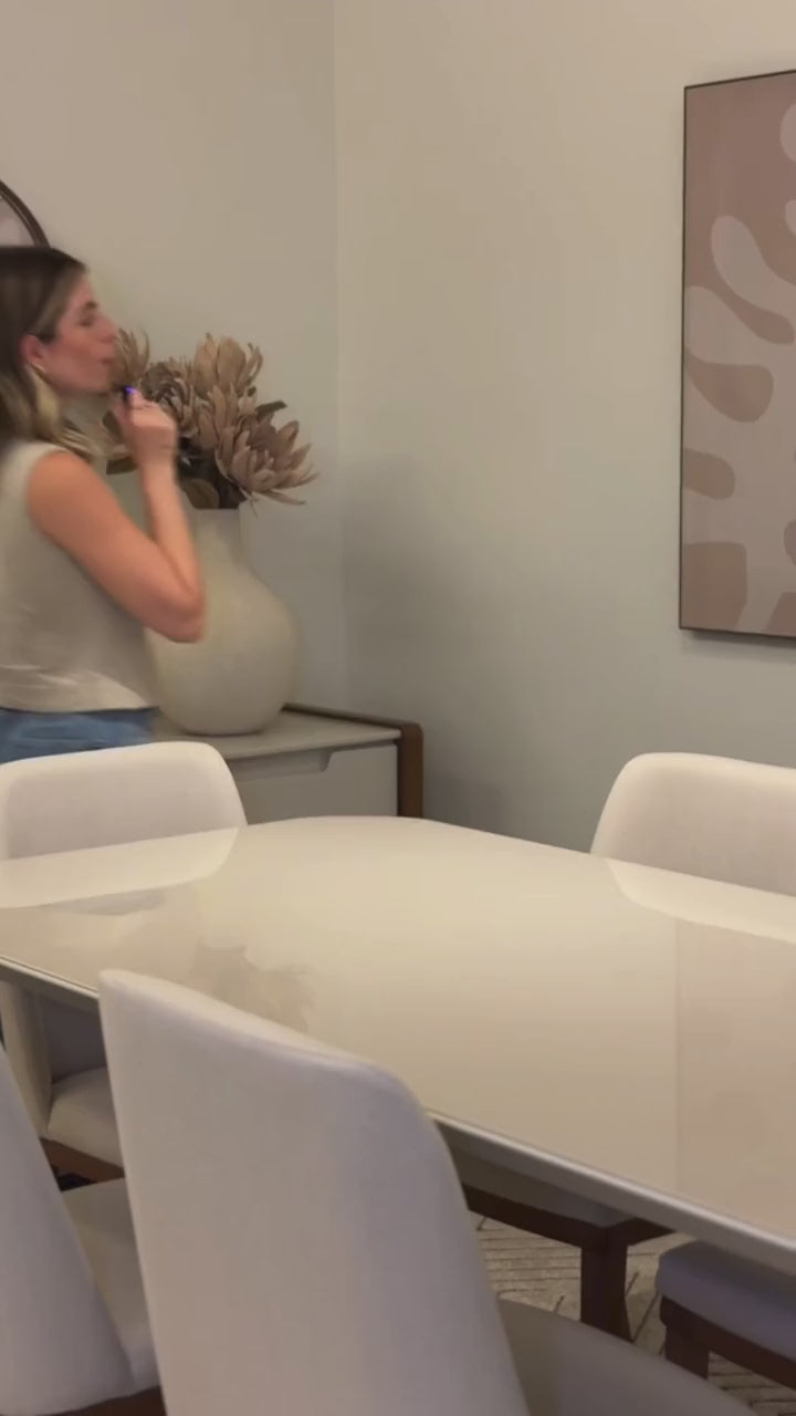 Mesa de Jantar Donatella para 6 lugares com vidro - Retangular 180cm