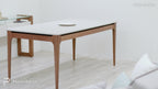 Mesa de Jantar Retangular com Vidro para 4 Lugares Addar 135 cm Natural com Off-White Fosco