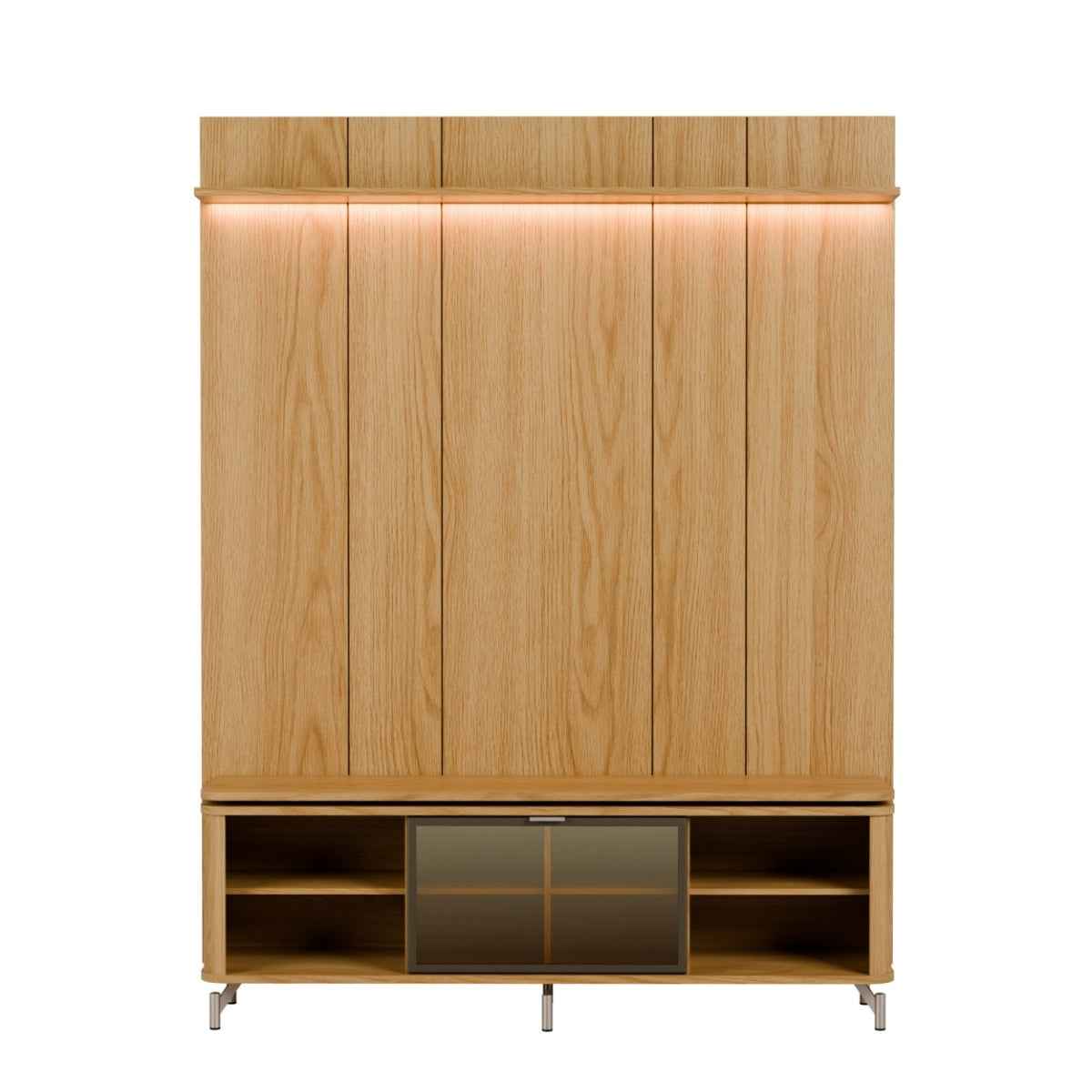 Rack com Painel para TV até 75 Polegadas Vidro Reflecta 100% MDF com Led Lincoln Float 178cm - Província - Rack com painel