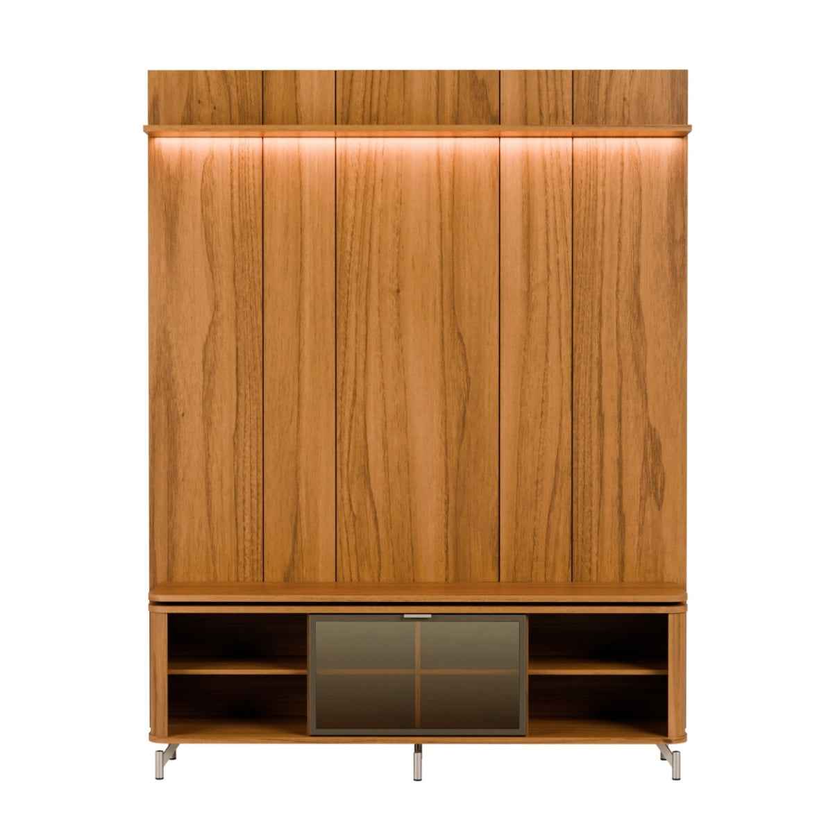 Rack com Painel para TV até 75 Polegadas Vidro Reflecta 100% MDF com Led Lincoln Float 178cm - Província - Rack com painel