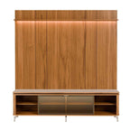 Rack com Painel para TV até 75 Polegadas Vidro Reflecta 100% MDF com Led Lincoln Float 215cm - Província - Rack com painel