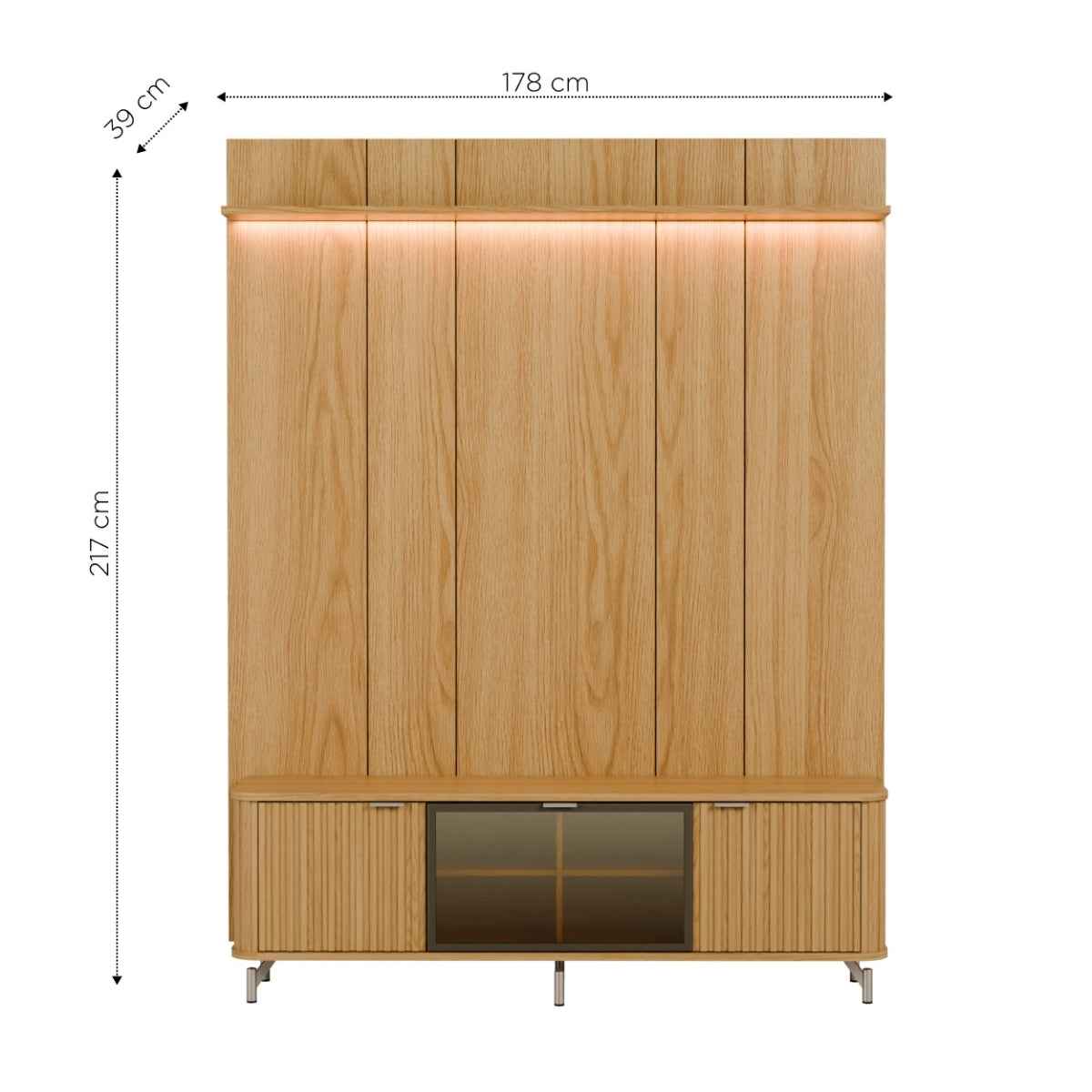 Rack com Painel para TV até 75 Polegadas Vidro Reflecta 100% MDF com Led Neon Float 178cm - Província - Rack com painel