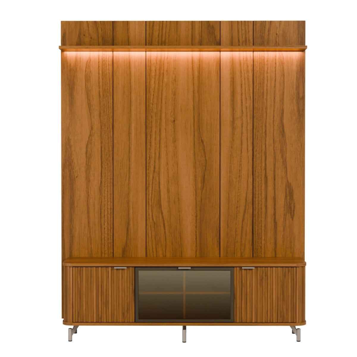 Rack com Painel para TV até 75 Polegadas Vidro Reflecta 100% MDF com Led Neon Float 178cm - Província - Rack com painel