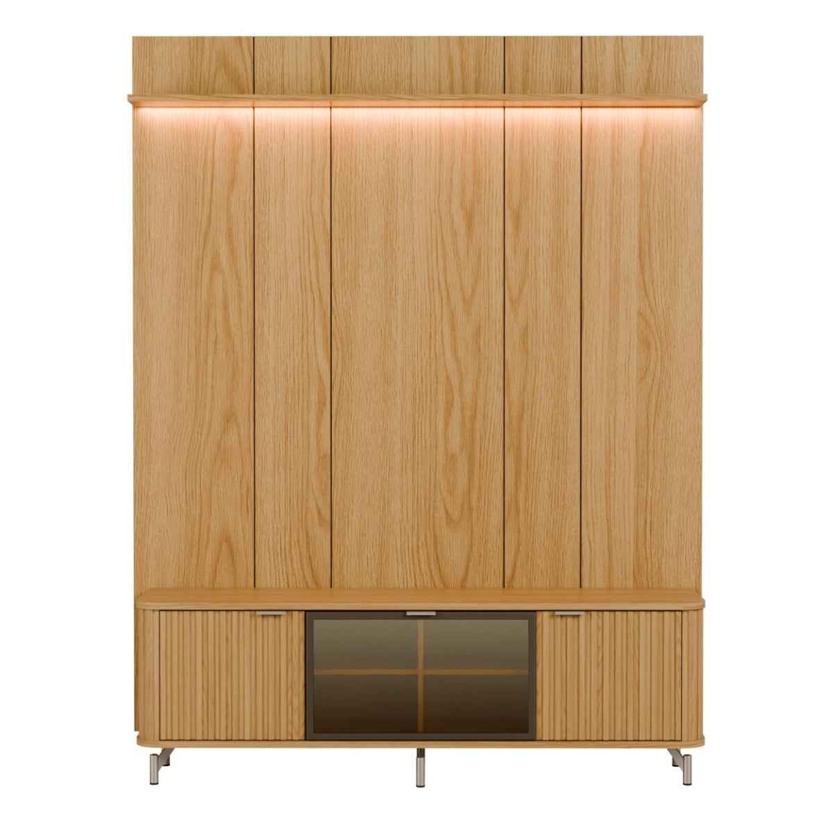 Rack com Painel para TV até 75 Polegadas Vidro Reflecta 100% MDF com Led Neon Float 178cm - Província - Rack com painel