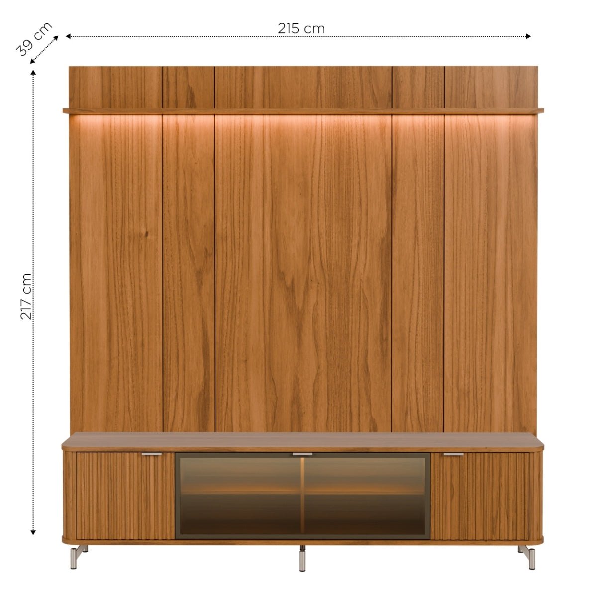 Rack com Painel para TV até 75 Polegadas Vidro Reflecta 100% MDF com Led Neon Float 215cm - Província - Rack com painel