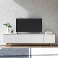 Rack Flynt para TVs até 75 Polegadas 3 Portas 184cm Off White com Natural - Província - Rack