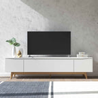 Rack Flynt para TVs até 75 Polegadas 3 Portas 220 cm Off White com Natural - Província - Rack