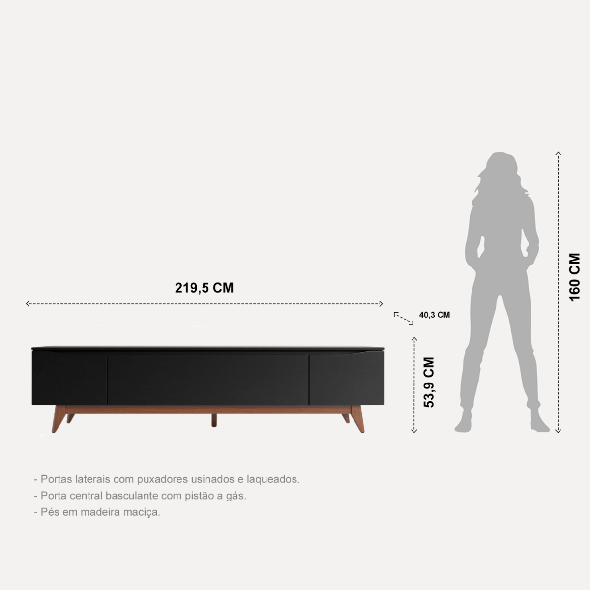 Rack Flynt para TVs até 75 Polegadas 3 Portas 220 cm Off White com Natural - Província - Rack