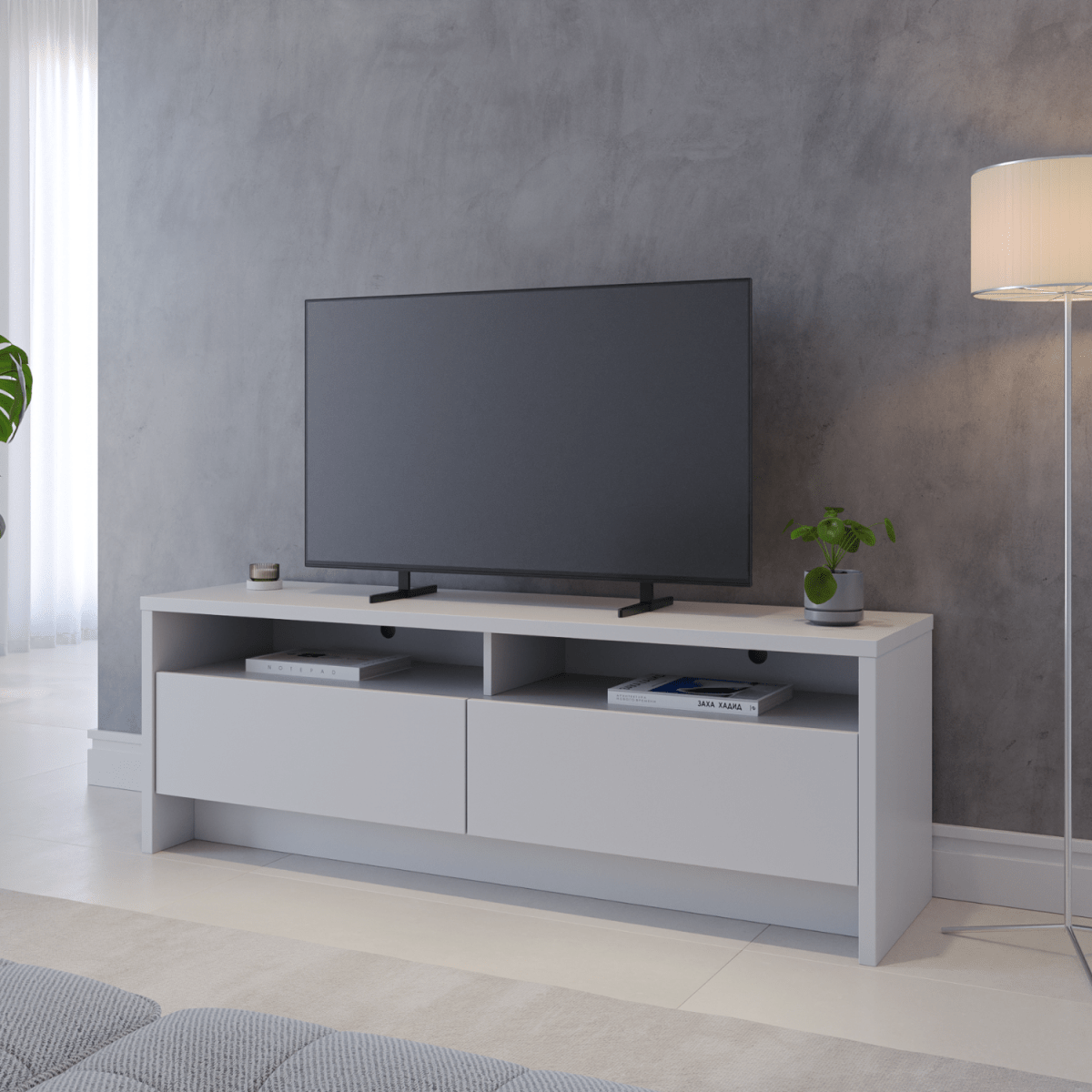 Rack para TV 50 Polegadas 2 Portas 135cm Aspen - Branco - Província - Rack com painel