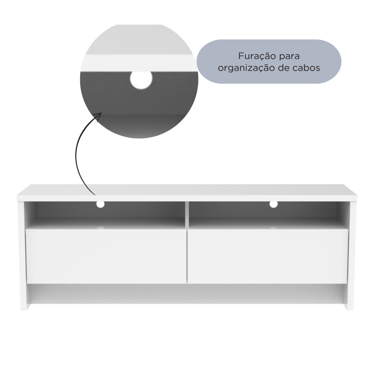 Rack para TV 50 Polegadas 2 Portas 135cm Aspen - Branco - Província - Rack com painel