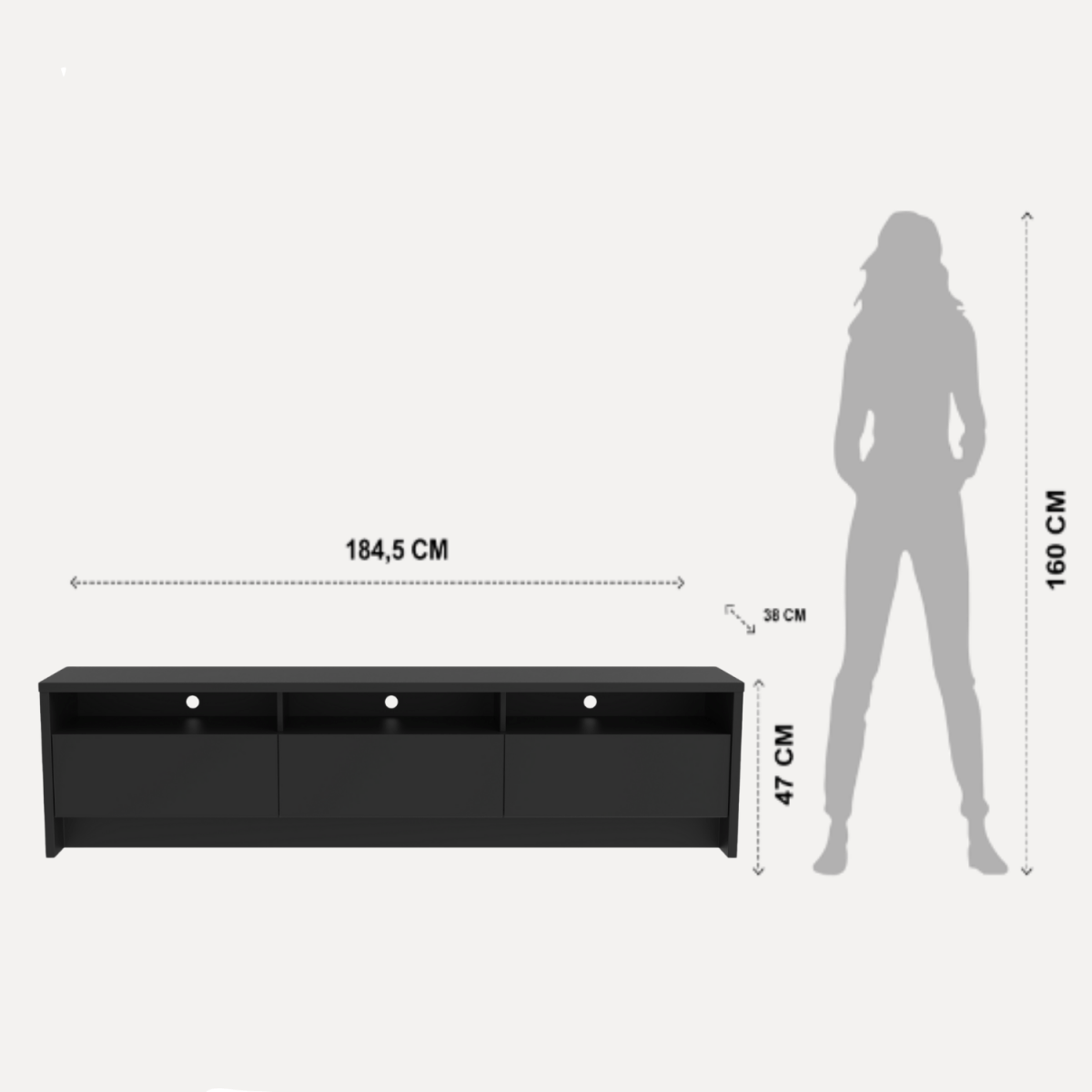 Rack para TV 75 Polegadas 3 Portas 184cm Aspen - Branco - Província - Rack com painel