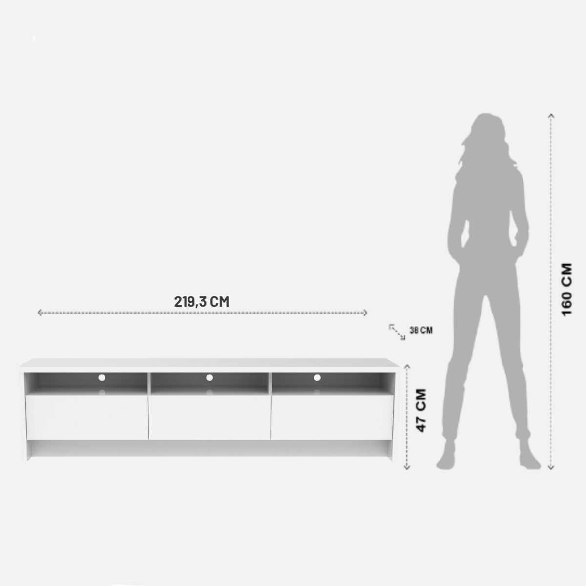 Rack para TV 75 Polegadas 3 Portas 219cm Aspen - Branco - Província - Rack com painel
