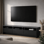 Rack para TV 75 Polegadas 3 Portas 219cm Aspen - Preto - Província - Rack com painel