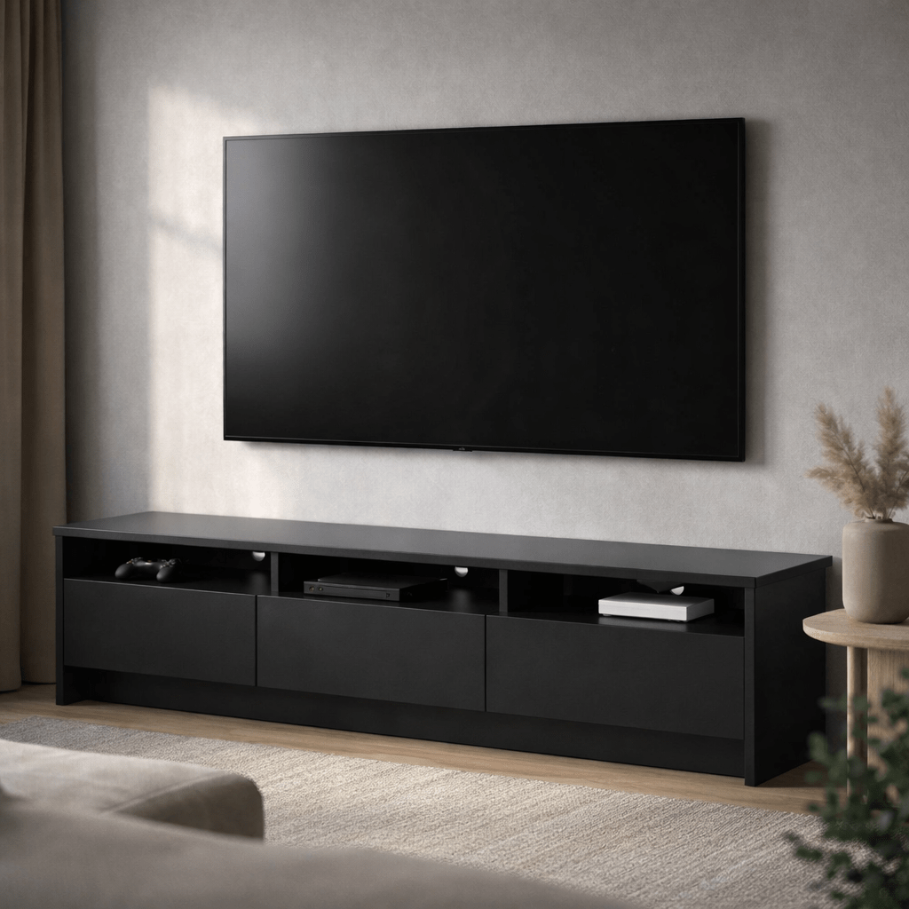 Rack para TV 75 Polegadas 3 Portas 219cm Aspen - Preto - Província - Rack com painel