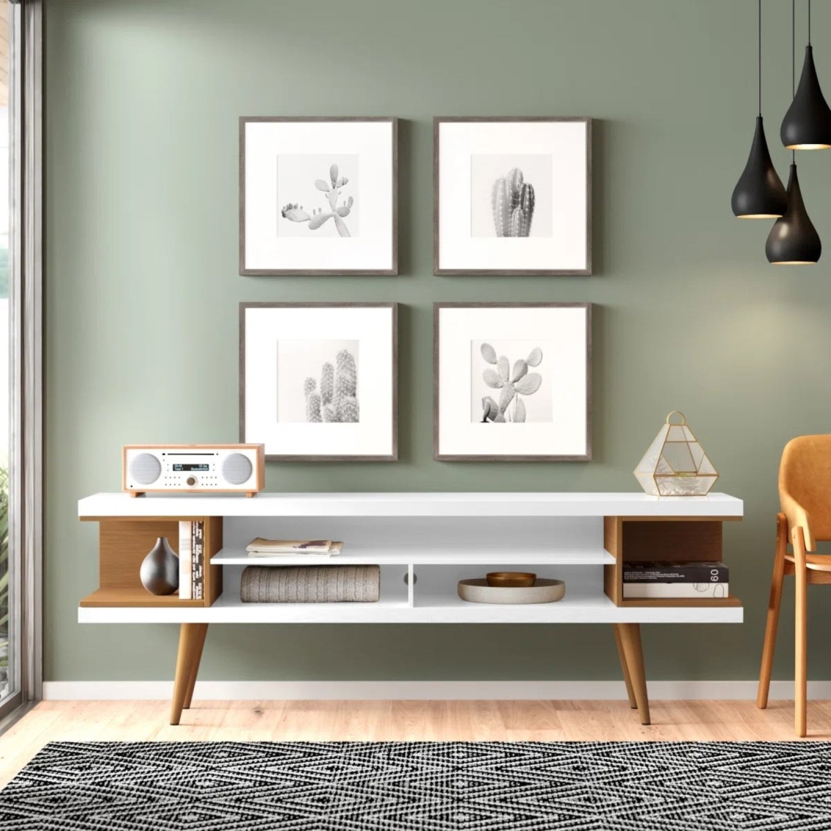 Rack para TV até 55 Polegadas Utopia Branco Gloss e Natural – 135 cm - Província - Rack