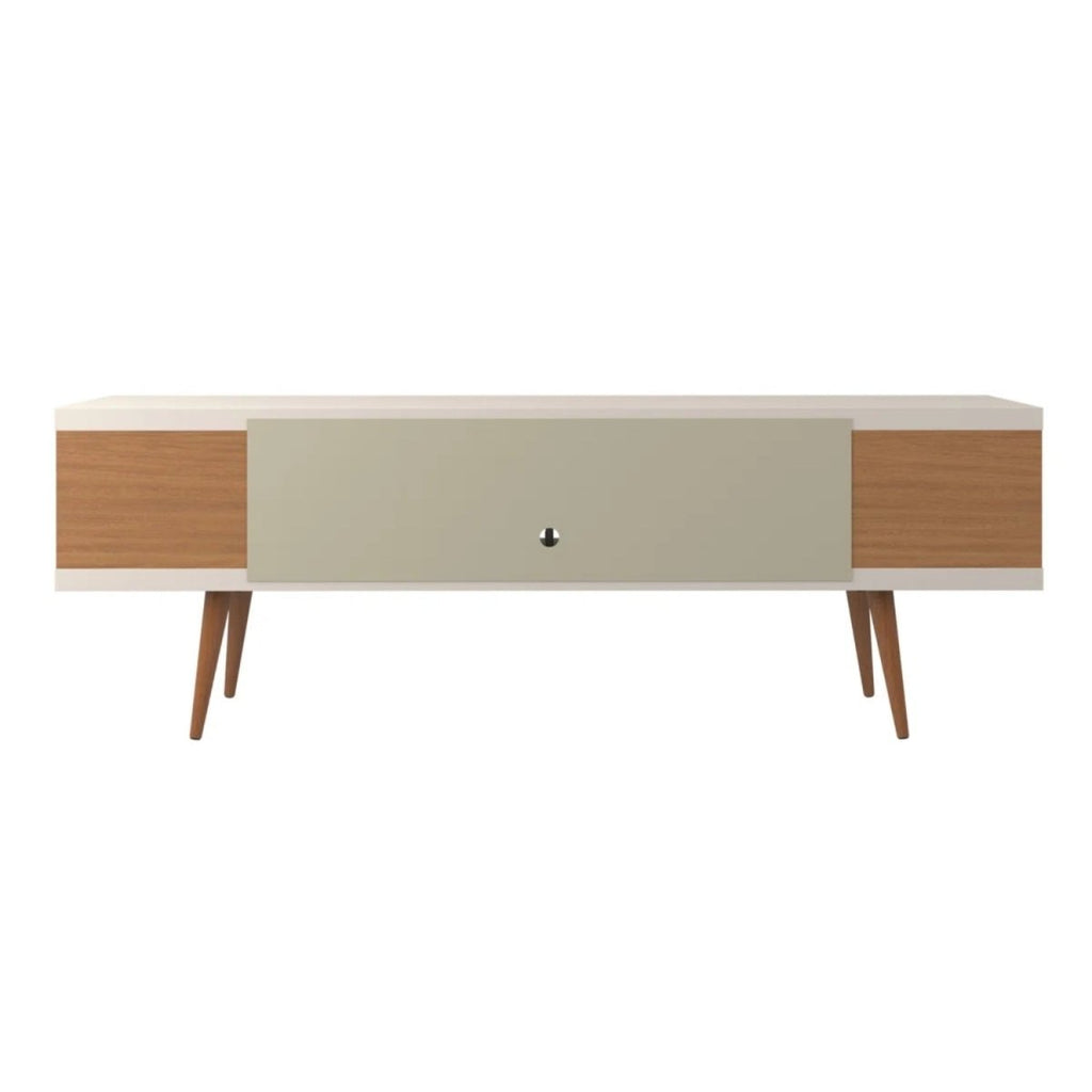 Rack para TV até 75 Polegadas Utopia Off - White Gloss e Natural – 180 cm - Província - Rack