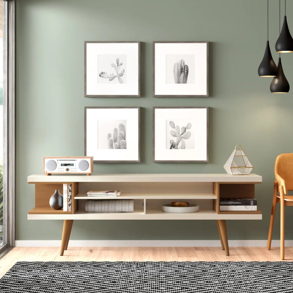 Rack para TV até 75 Polegadas Utopia Off - White Gloss e Natural – 180 cm - Província - Rack