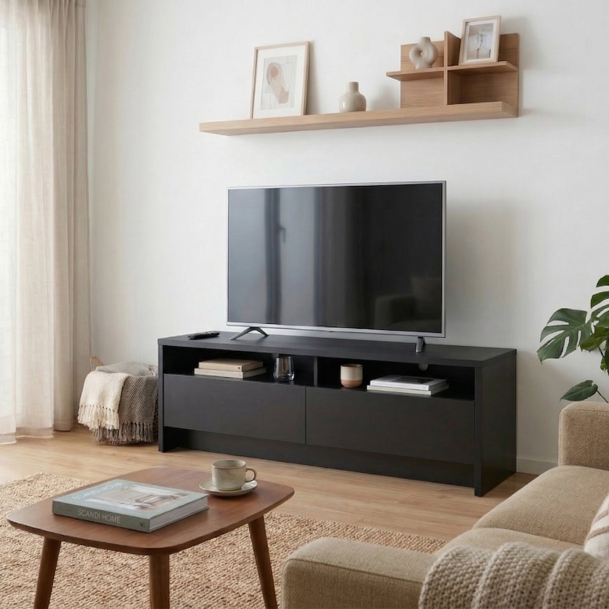 Rack para TVs até 50 Polegadas 2 Portas Aspen 135cm - Província - Rack com painel