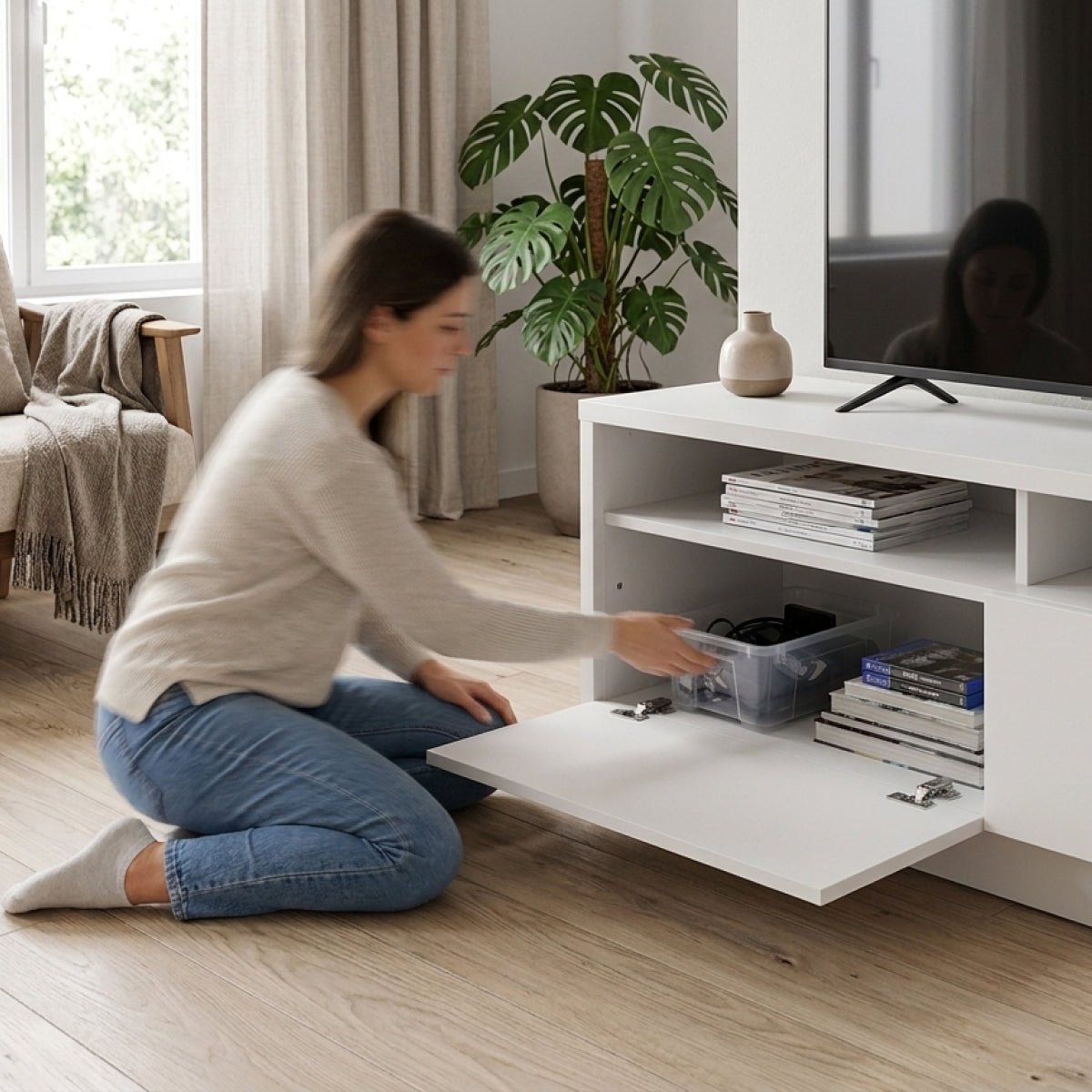 Rack para TVs até 50 Polegadas 2 Portas Aspen 135cm - Província - Rack com painel