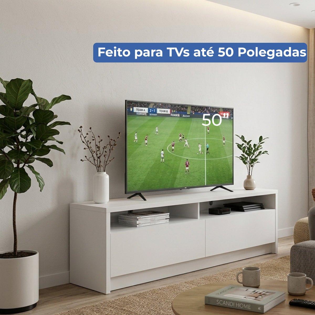 Rack para TVs até 50 Polegadas 2 Portas Aspen 135cm - Província - Rack com painel