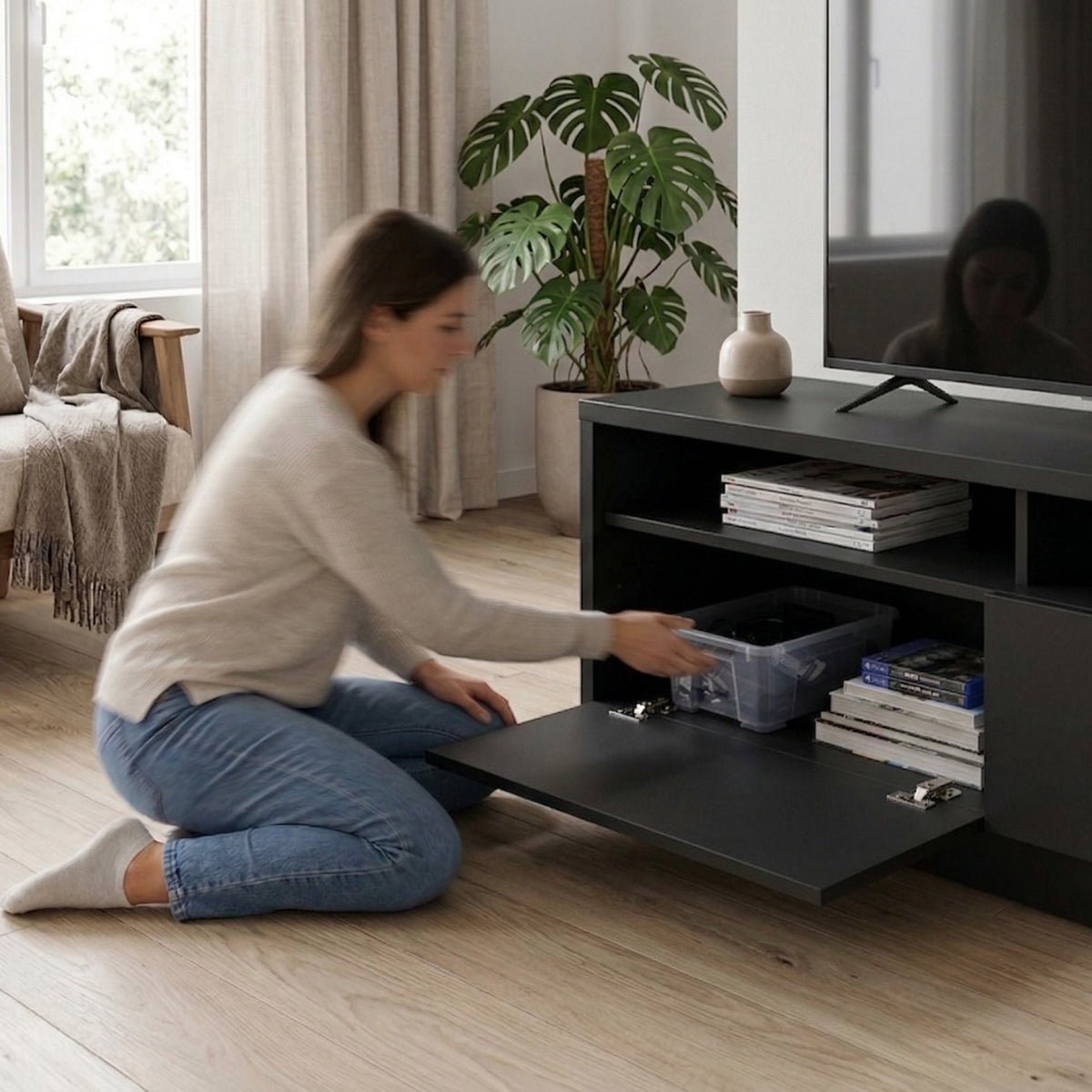 Rack para TVs até 50 Polegadas 2 Portas Aspen 135cm - Província - Rack com painel