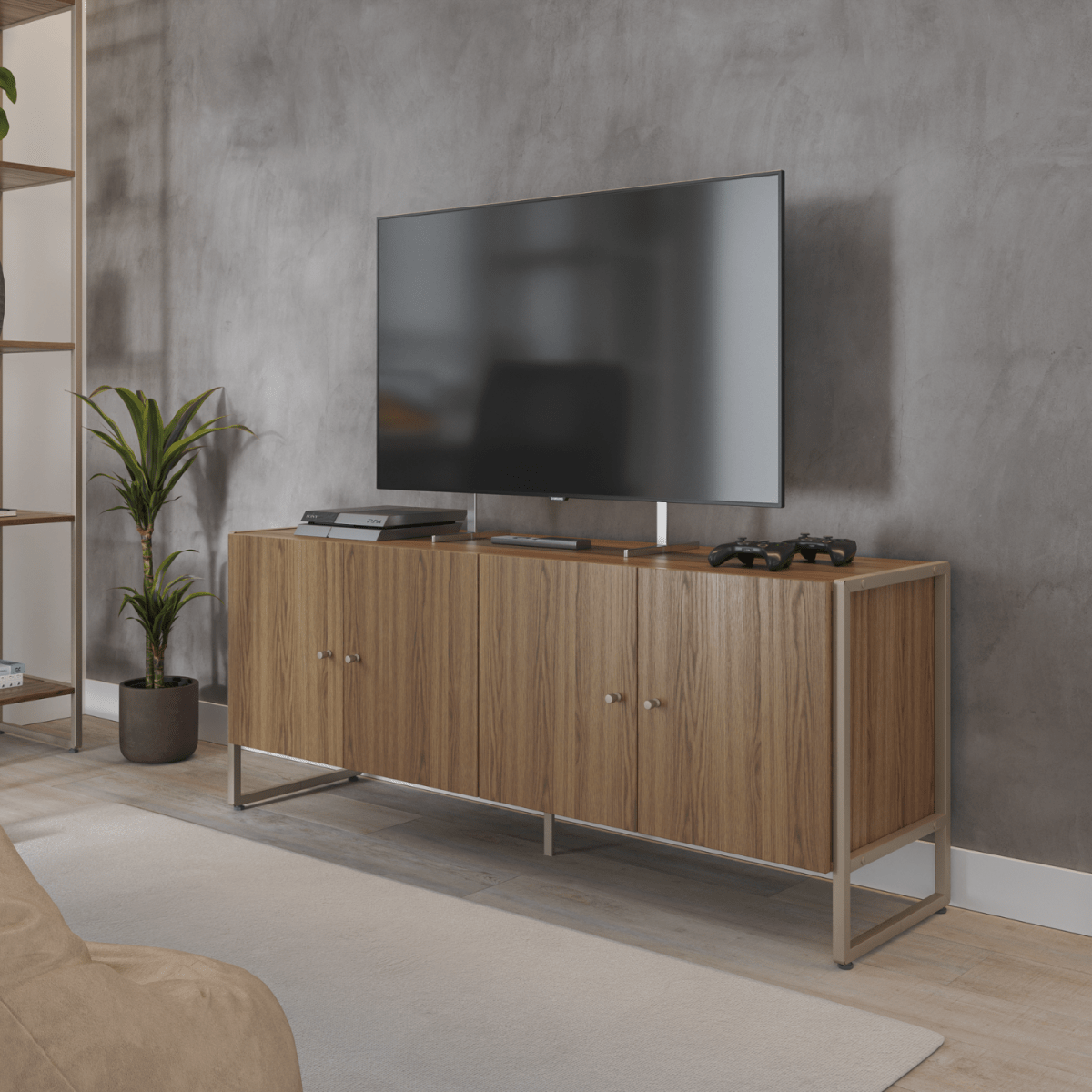 Rack para TVs até 50 Polegadas Voss 146 cm Freijó com Champanhe - Província - Rack