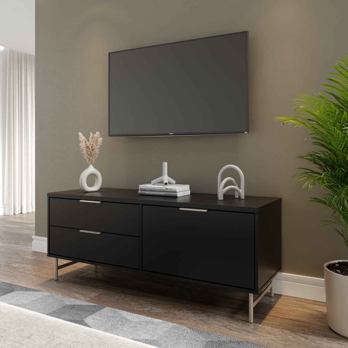 Rack para TVs até 50 Polegadas Yves 135 cm Branco Fosco com Champanhe - Província - Rack