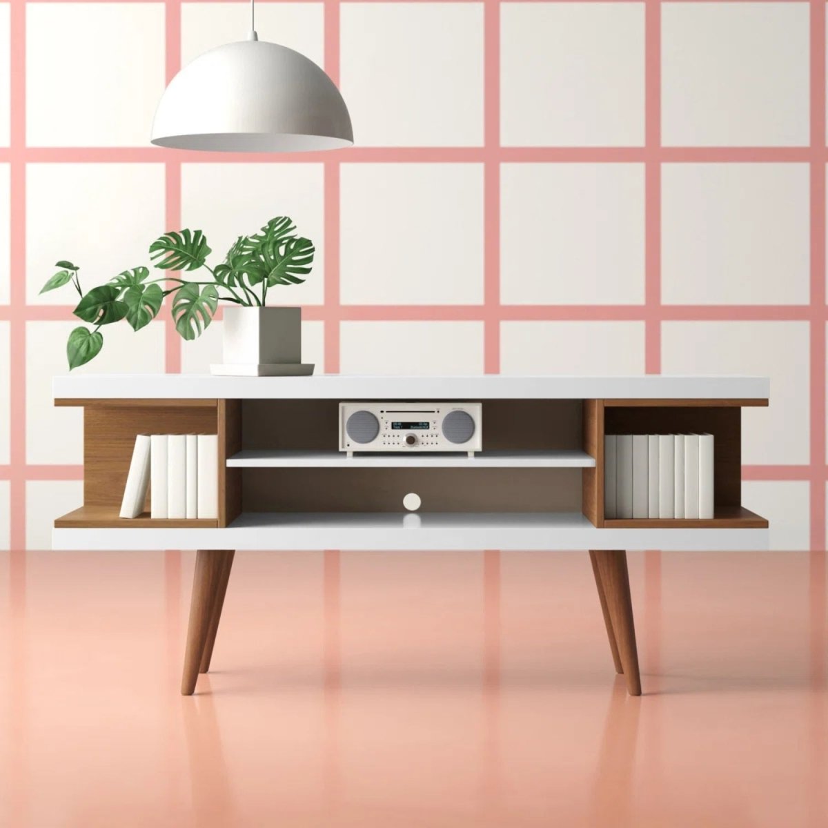 Rack para TVs até 55 Polegadas Utopia 135cm Branco Gloss com Natural - Província - Rack