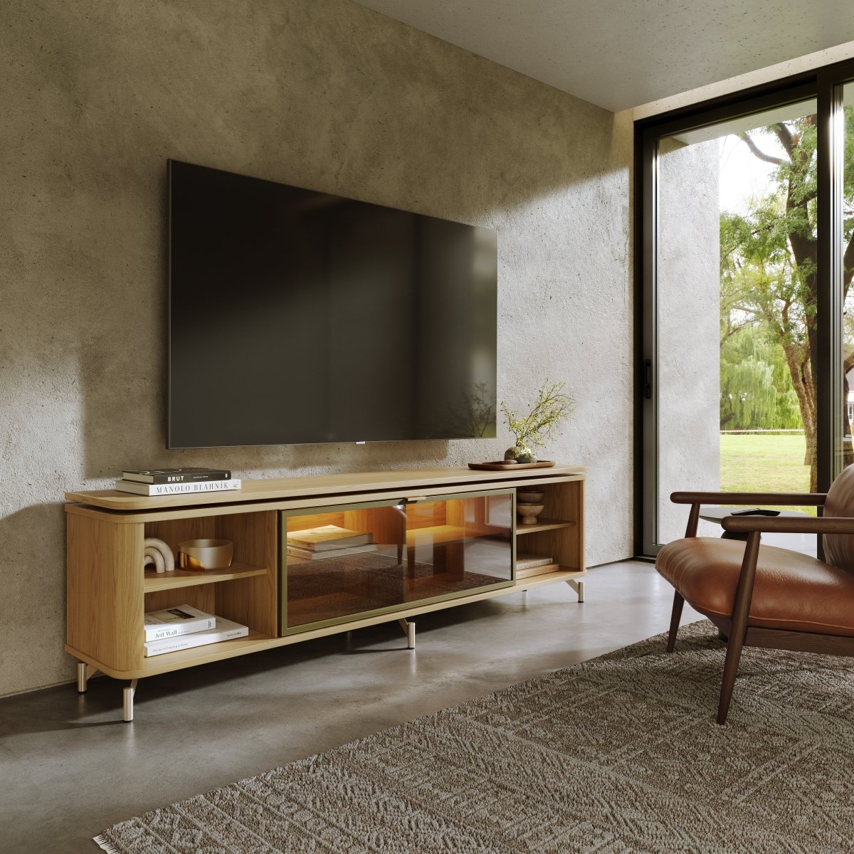Rack para TVs até 75 Polegadas 100% MDF 1 Porta com Vidro Reflecta Lincoln Float 169cm - Província - Rack