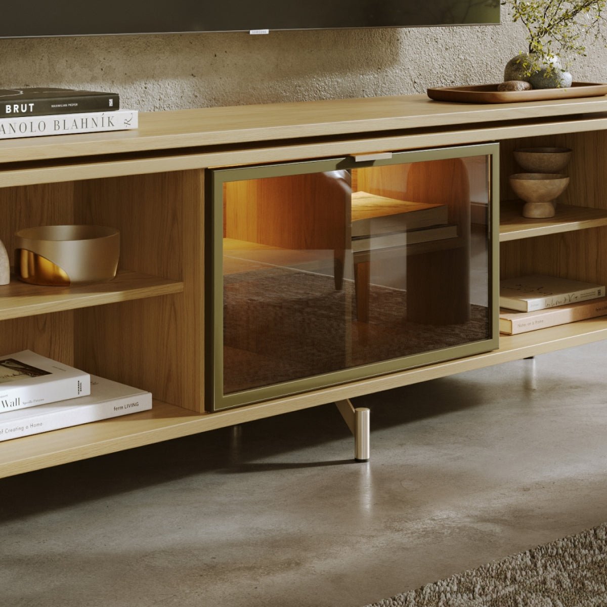 Rack para TVs até 75 Polegadas 100% MDF 1 Porta com Vidro Reflecta Lincoln Float 169cm - Província - Rack
