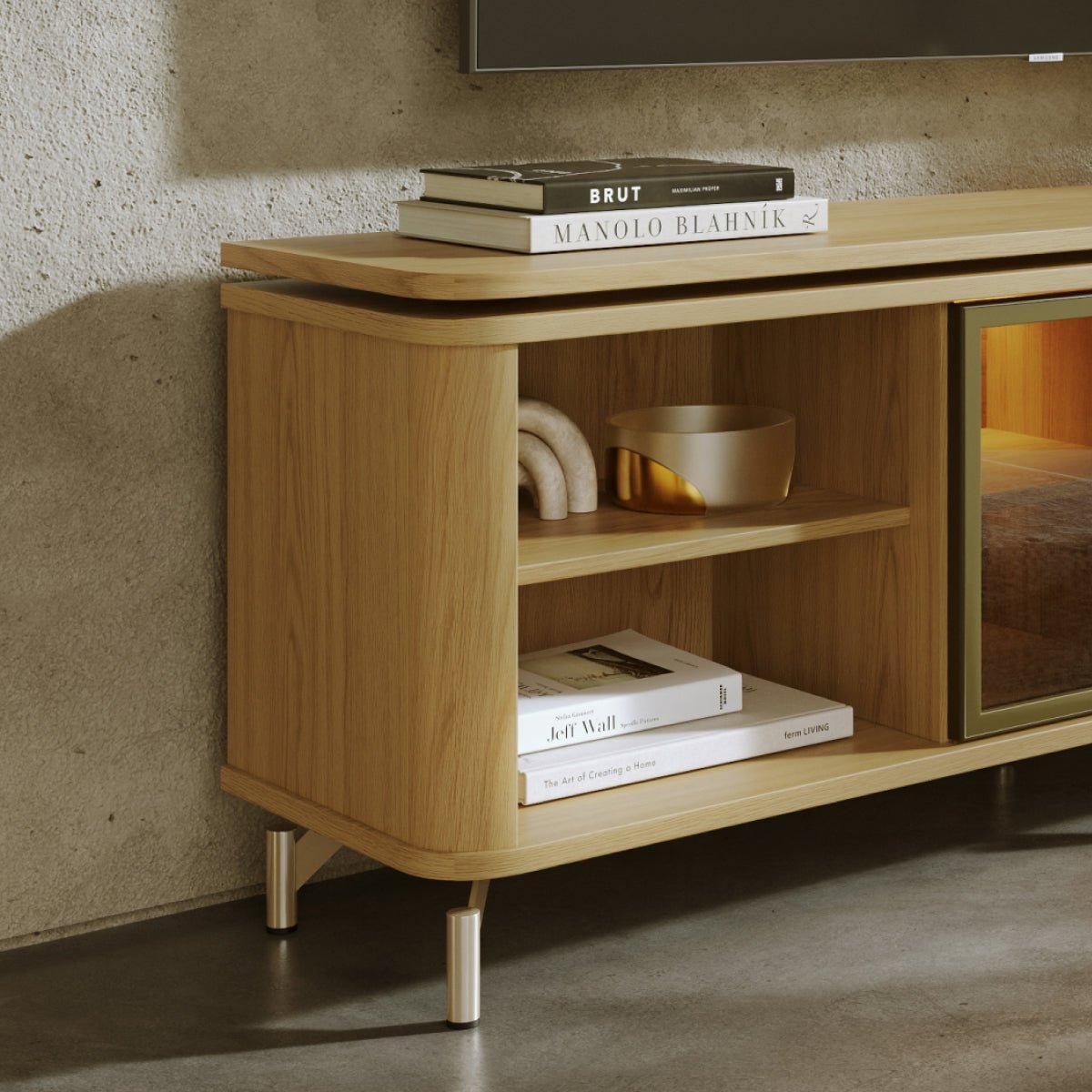 Rack para TVs até 75 Polegadas 100% MDF 1 Porta com Vidro Reflecta Lincoln Float 169cm - Província - Rack