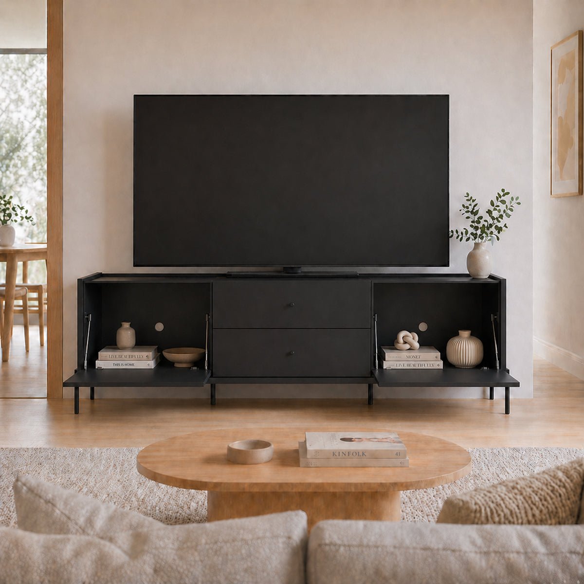 Rack para TVs até 75 Polegadas 2 Portas 2 Gavetas Jasper 185cm - Província - Rack