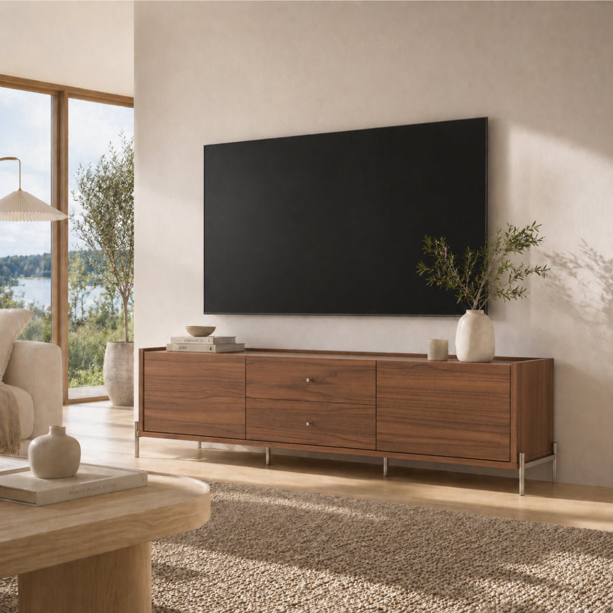 Rack para TVs até 75 Polegadas 2 Portas 2 Gavetas Jasper 220cm - Província - Rack