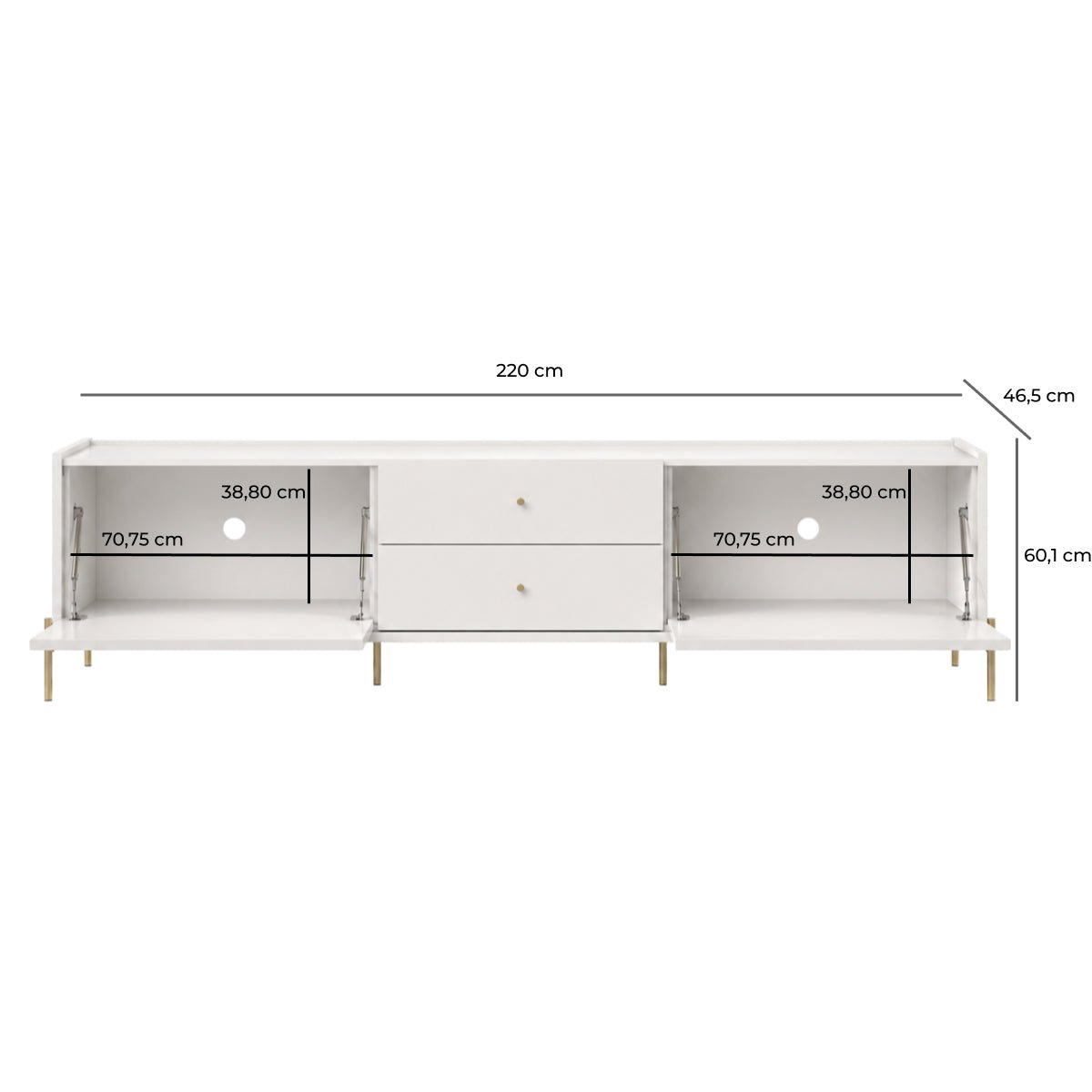 Rack para TVs até 75 Polegadas 2 Portas 2 Gavetas Jasper 220cm - Província - Rack