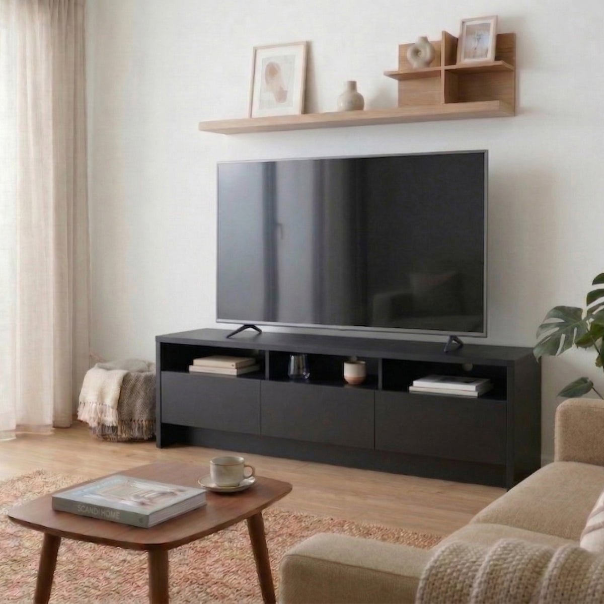 Rack para TVs até 75 Polegadas 3 Portas Aspen 184cm - Província - Rack com painel