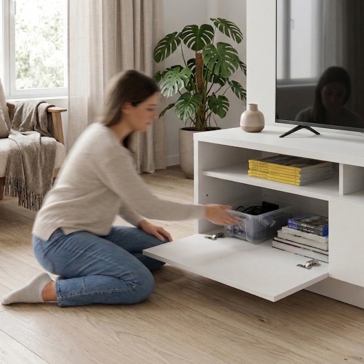 Rack para TVs até 75 Polegadas 3 Portas Aspen 219cm - Província - Rack com painel